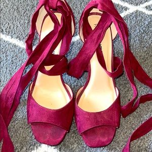 Maroon heels with ballet straps